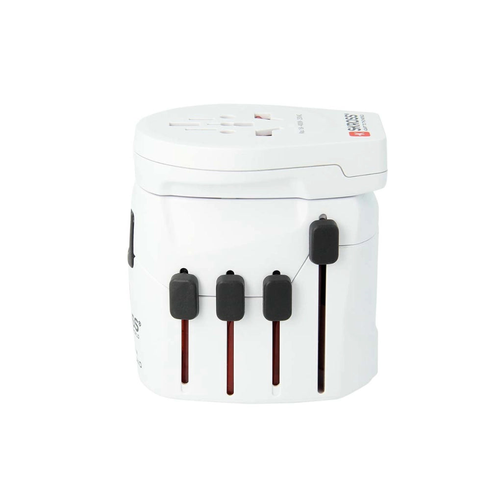 Adattatore da viaggio mondiale a 3 poli con porta USB 12W 2,4A Bianco Skross
