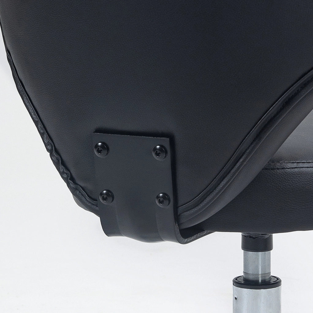 Sgabello da lavoro girevole in ecopelle nera, altezza 51-66 cm