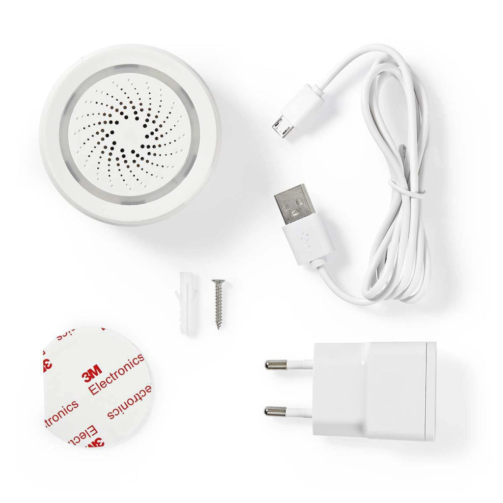 SmartLife Wi-Fi LED Sirena Alimentazione 8 Toni 85dB Bianco Nedis