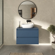 Mobile bagno sospeso 60cm due cassetti alby blue con top | Hexa