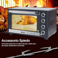 Forno Fornetto Elettrico Ventilato 48 litri 2000W Luce Interna Timer Girarrosto