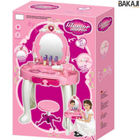 Specchiera Make Up Per Bambina Con Luci Suoni Asciugacapelli Reale E Sgabello