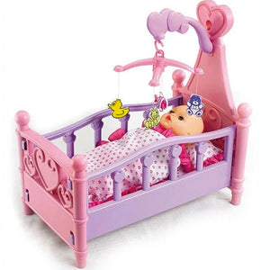 Culla per Bambole Lettino Culletta Bambolotto con Giostrina Giocattolo Bambini