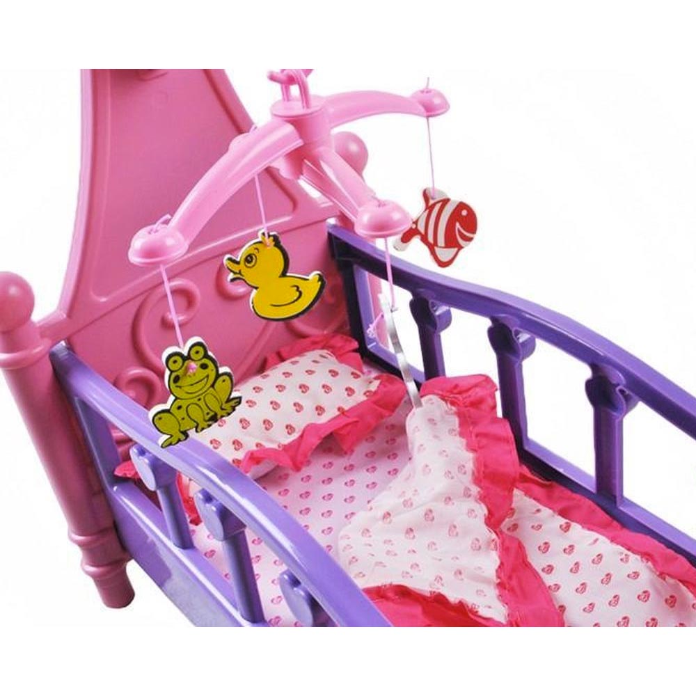 Culla per Bambole Lettino Culletta Bambolotto con Giostrina Giocattolo Bambini