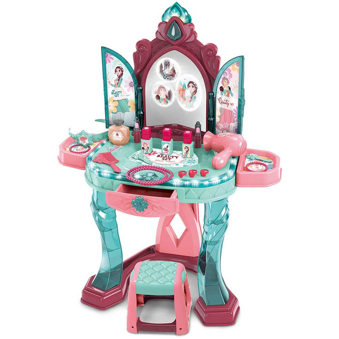 Specchiera Make Up con Sensore Set Bellezza con Sgabello Musica e Luci Accessori