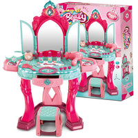 Specchiera Make Up Salone di Bellezza con Sgabello Musica Luci Kit Set Bellezza