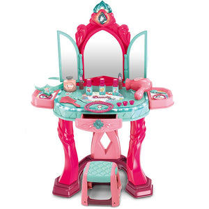 Specchiera Make Up Salone di Bellezza con Sgabello Musica Luci Kit Set Bellezza