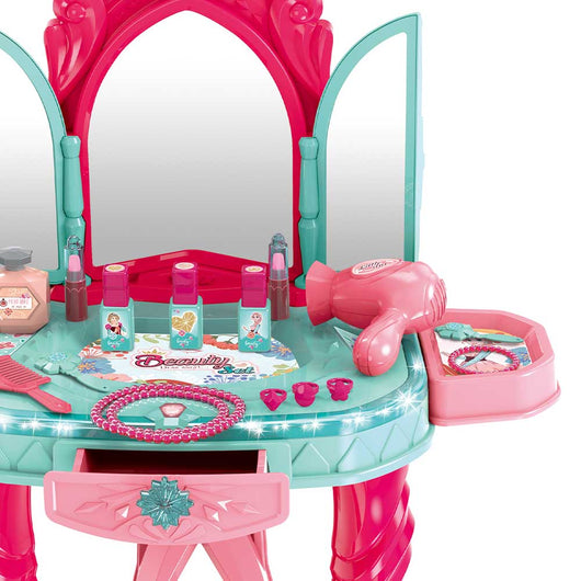 Specchiera Make Up Salone di Bellezza con Sgabello Musica Luci Kit Set Bellezza