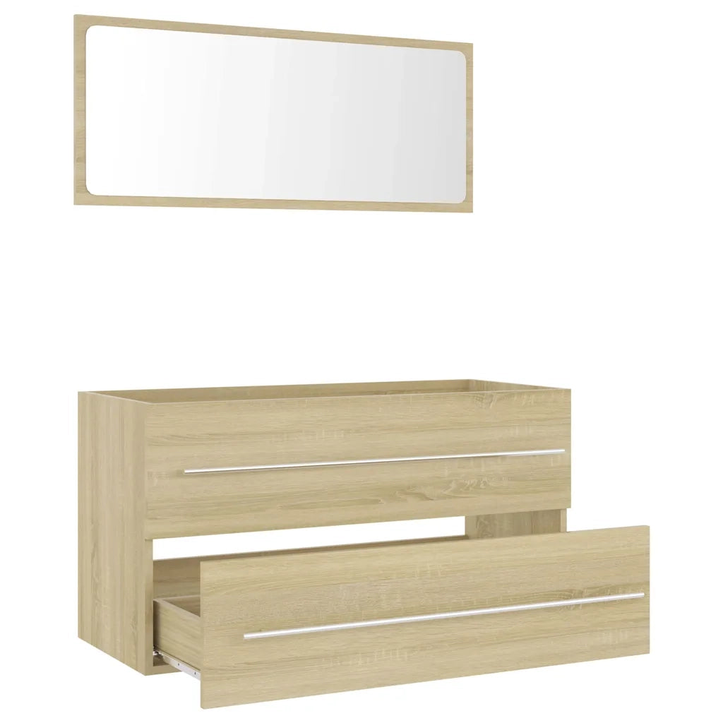 Set Mobili da Bagno 2 pz Rovere Sonoma in Truciolato  cod mxl 75263