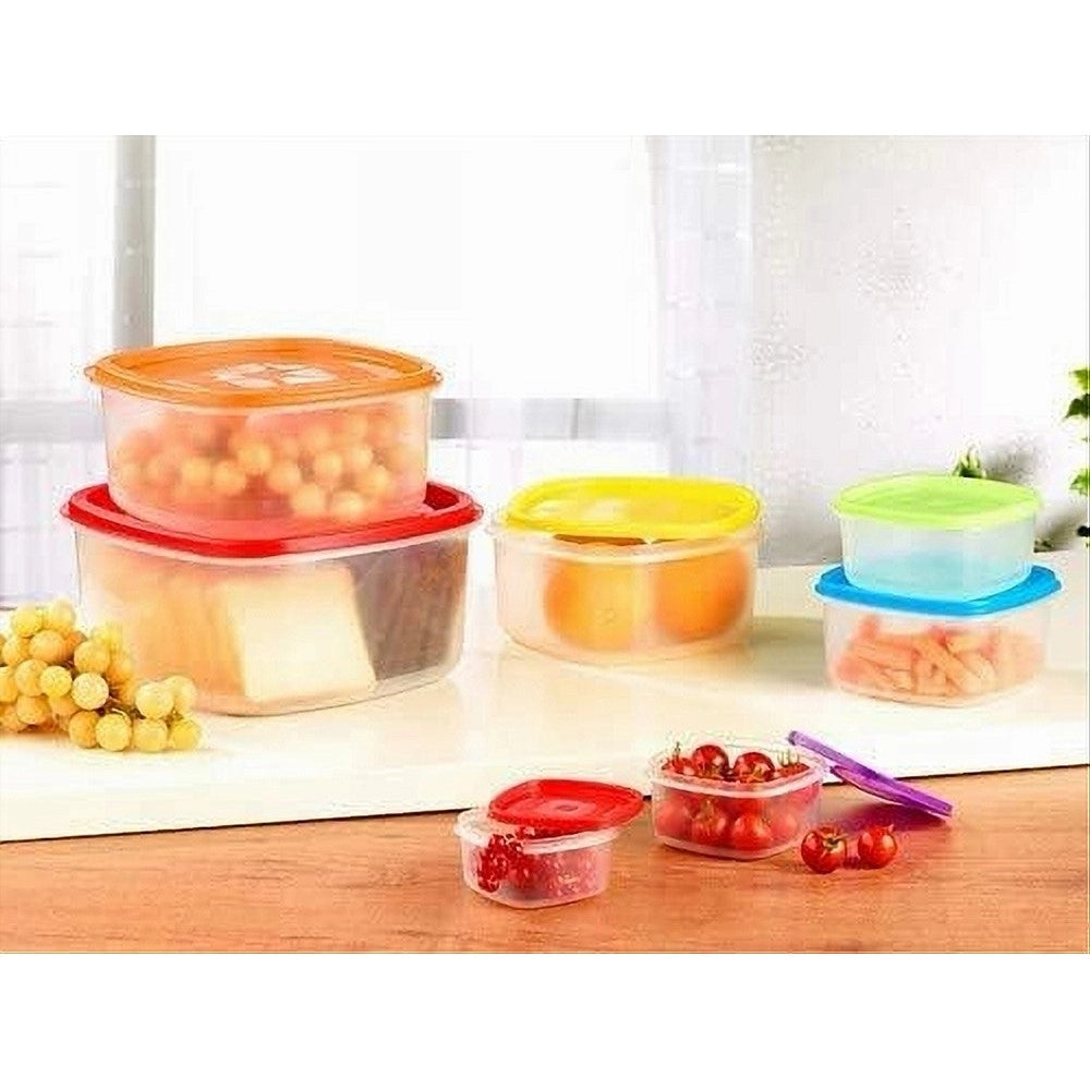 Trade Shop - Set 6 Pz Contenitori Ermetici Con Coperchio Per Conservare Alimenti Rettangolari -