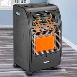 Stufa a Gas Portatile 2in1 in Metallo Nero Termostufa Infrarossi 3 elementi GH09