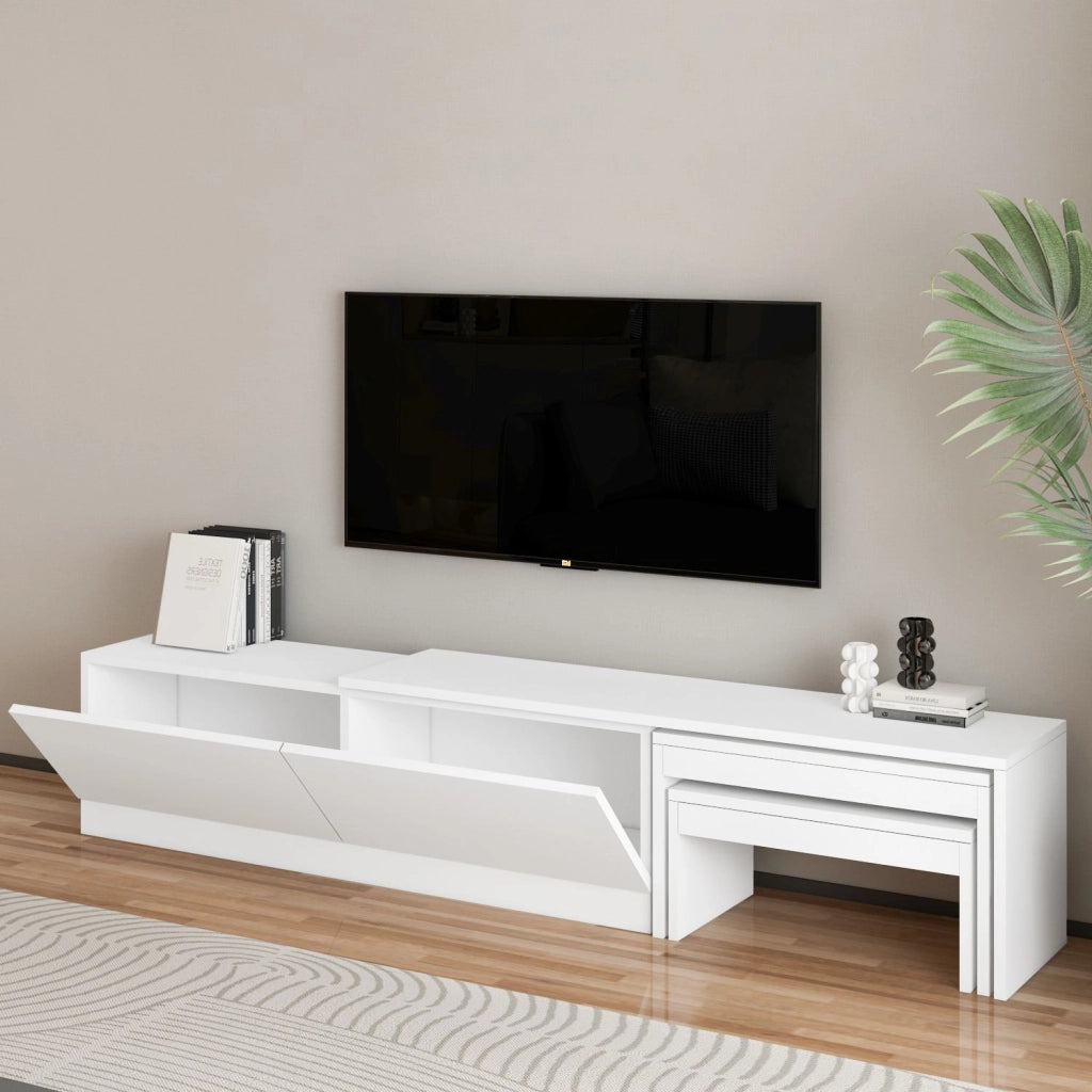 Porta TV in legno "Nest" - 180 x 30 x 36 cm - Bianco
