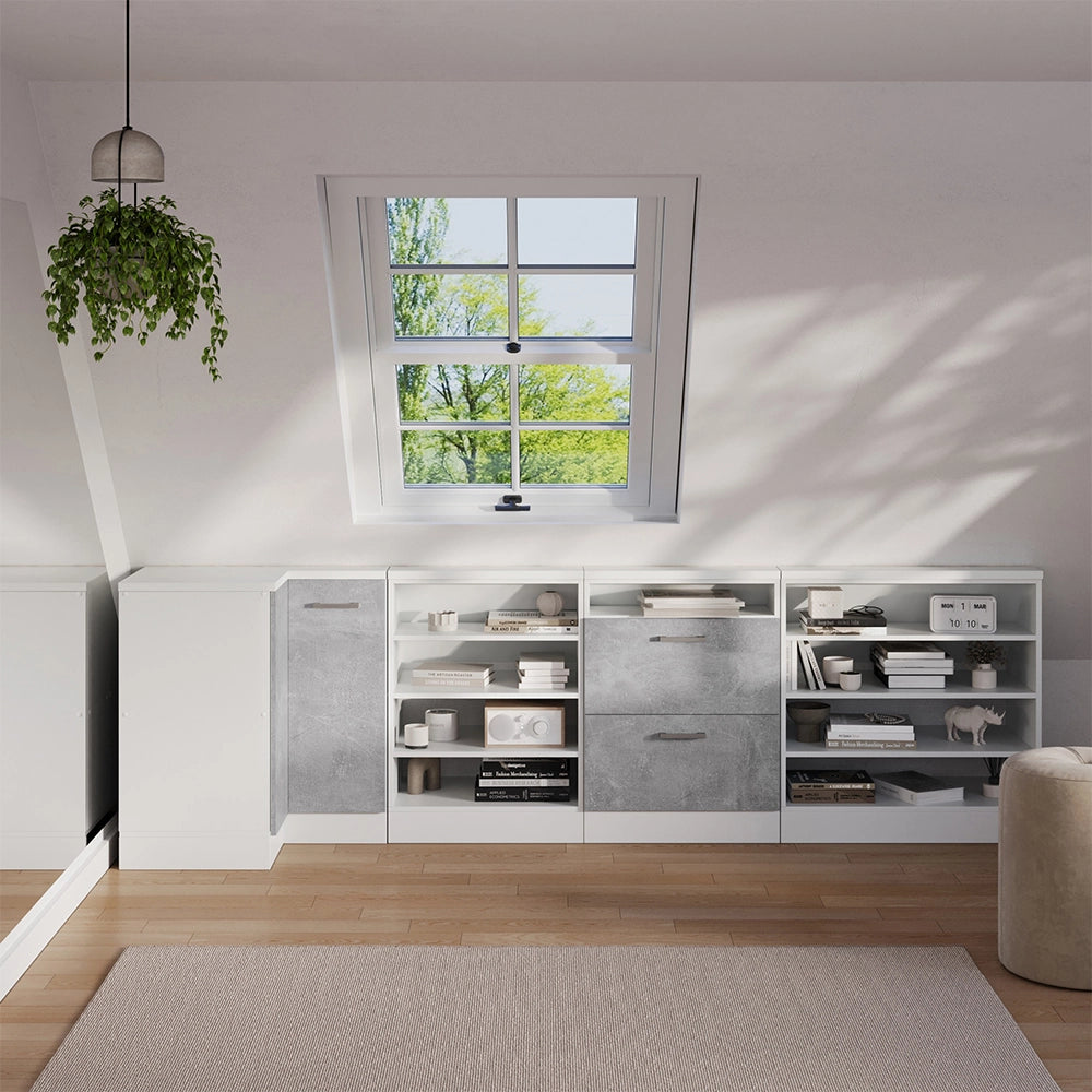 Mobile sottotetto Rion Bianco/Bianco 60 x 83.8 cm con 4 scomparti Vicco