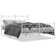 Letto matrimoniale | Letto per adulti | Giroletto con Testiera e Pediera Metallo Bianco 140x200 cm
