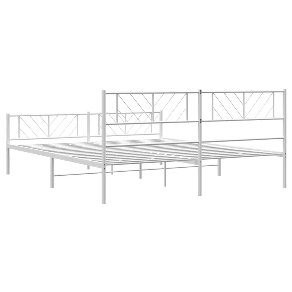 Giroletto con Testiera e Pediera Metallo Bianco 183x213 cm 372251