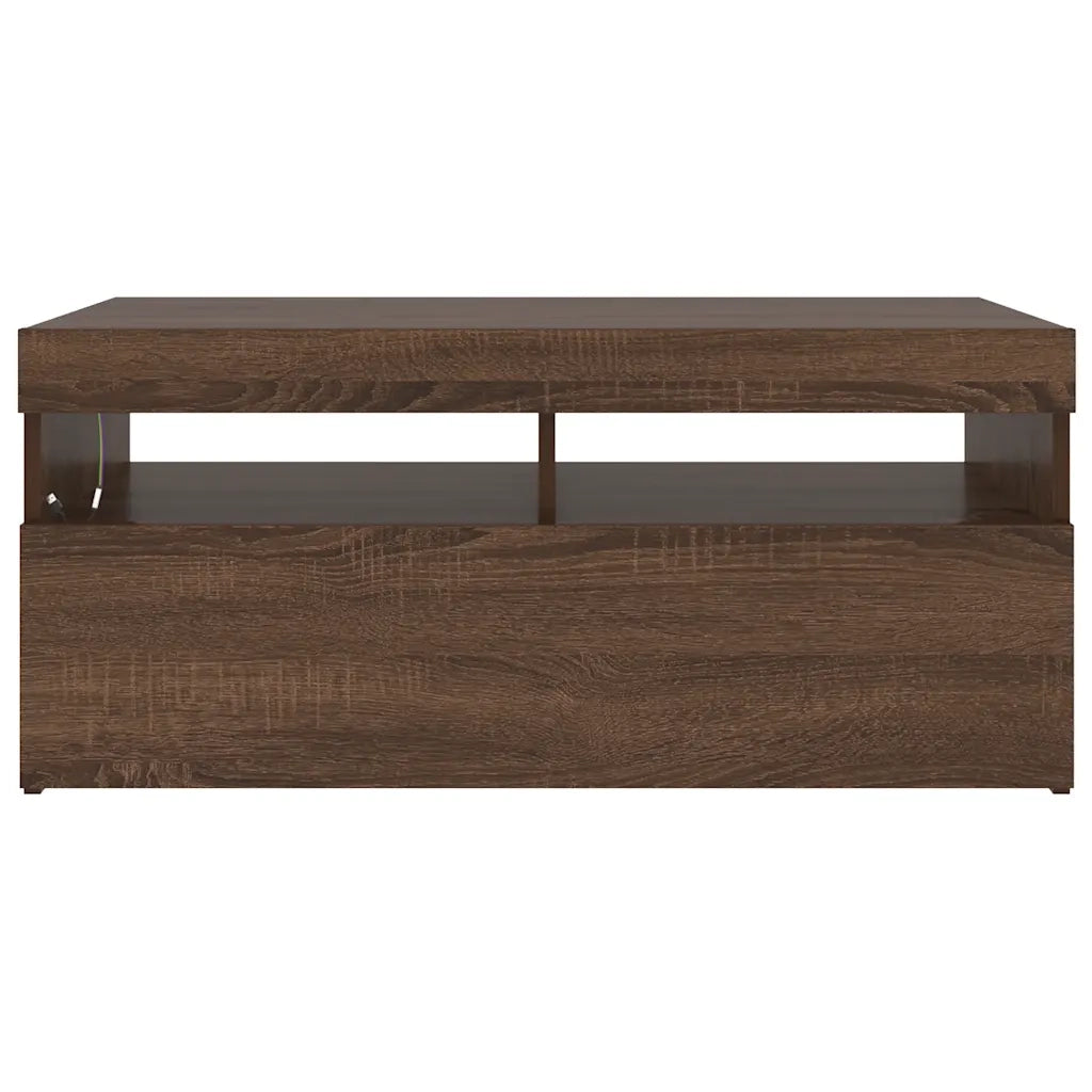 Mobile Porta TV con Luci LED Rovere Marrone 90x35x40 cm 815677