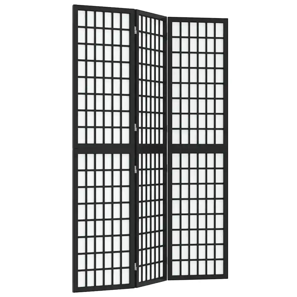 Divisorio Ambienti | Divider per stanze | Paravento Pieghevole 3 Pannelli Stile Giapponese 120x170cm Nero