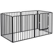 Recinto per Cani a 6 Pannelli Modulabili da Interno ed Esterno 164x83x80 cm in Acciaio Nero