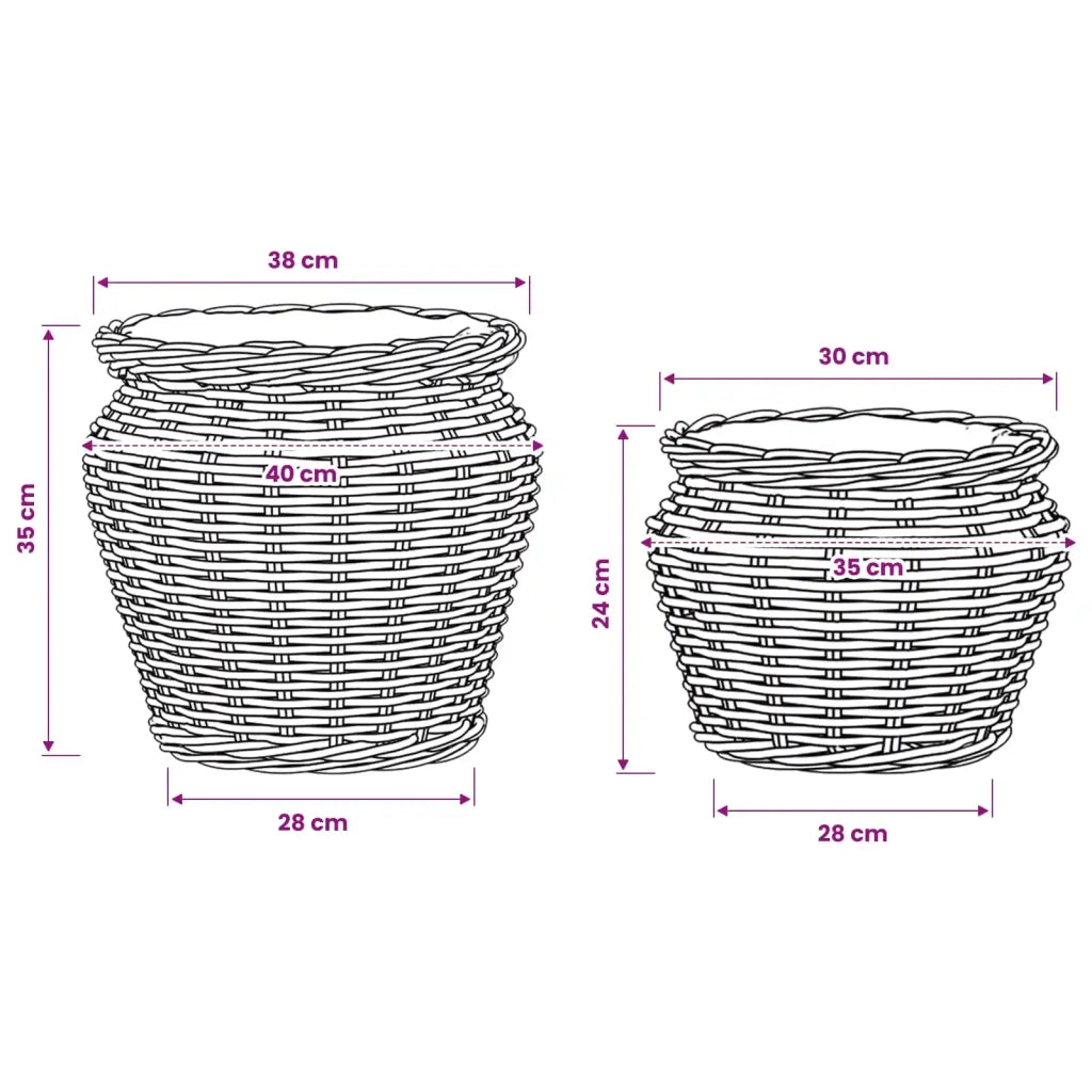 Cesto per Piante con archiviazione 2 pcs Grigio Rattan Lacak 42020959