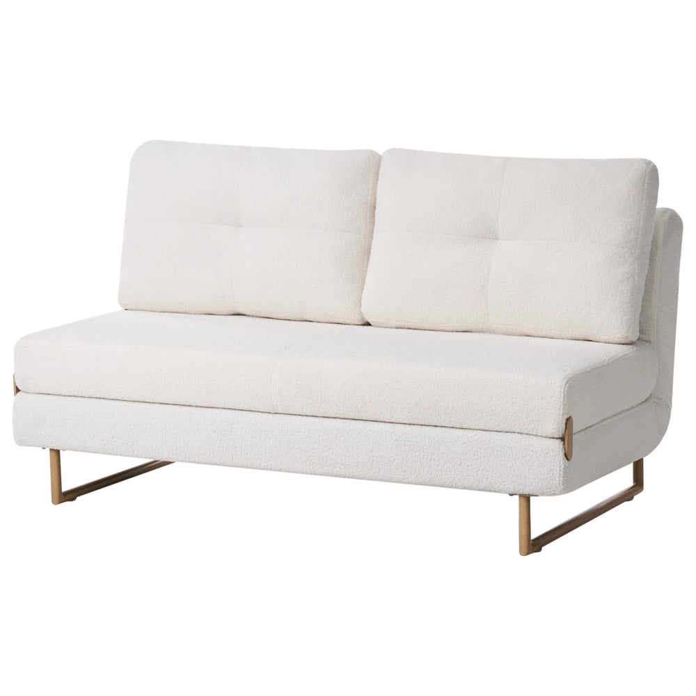 Divano letto a 3 posti Boucle bianco sporco per divano 3 persone Funzione letto pieghevole