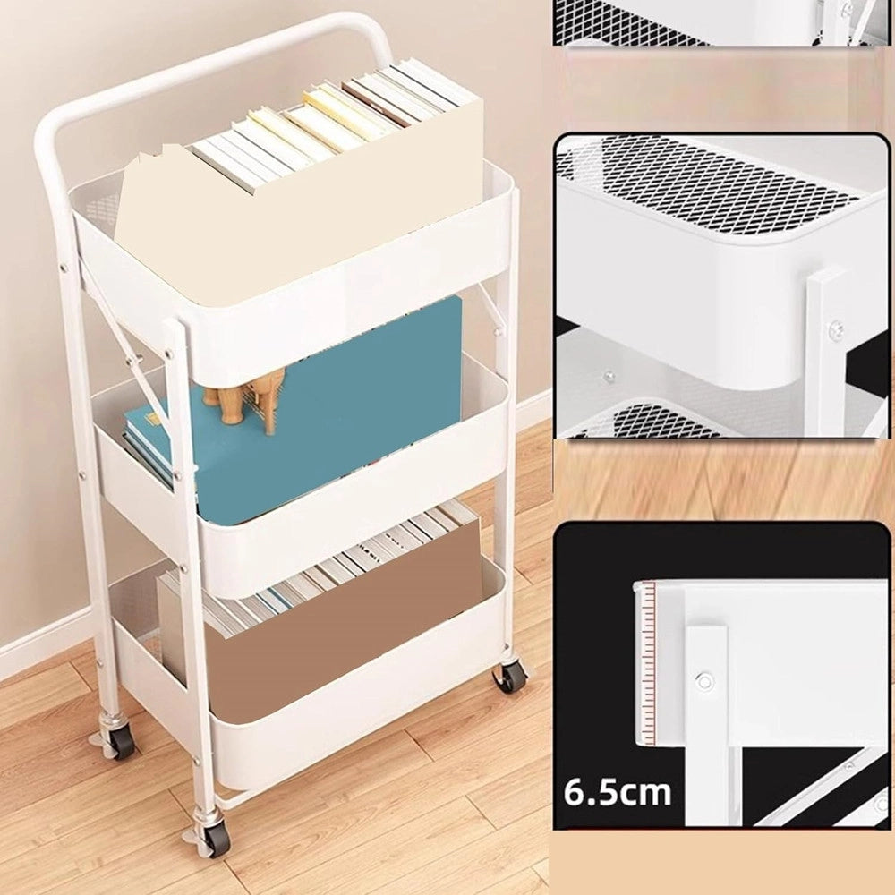 Trade Shop - Carrello Pieghevole Da Viaggio Cucina Con Maniglia In Acciaio Stoccaggio Mobile Con Ruote -