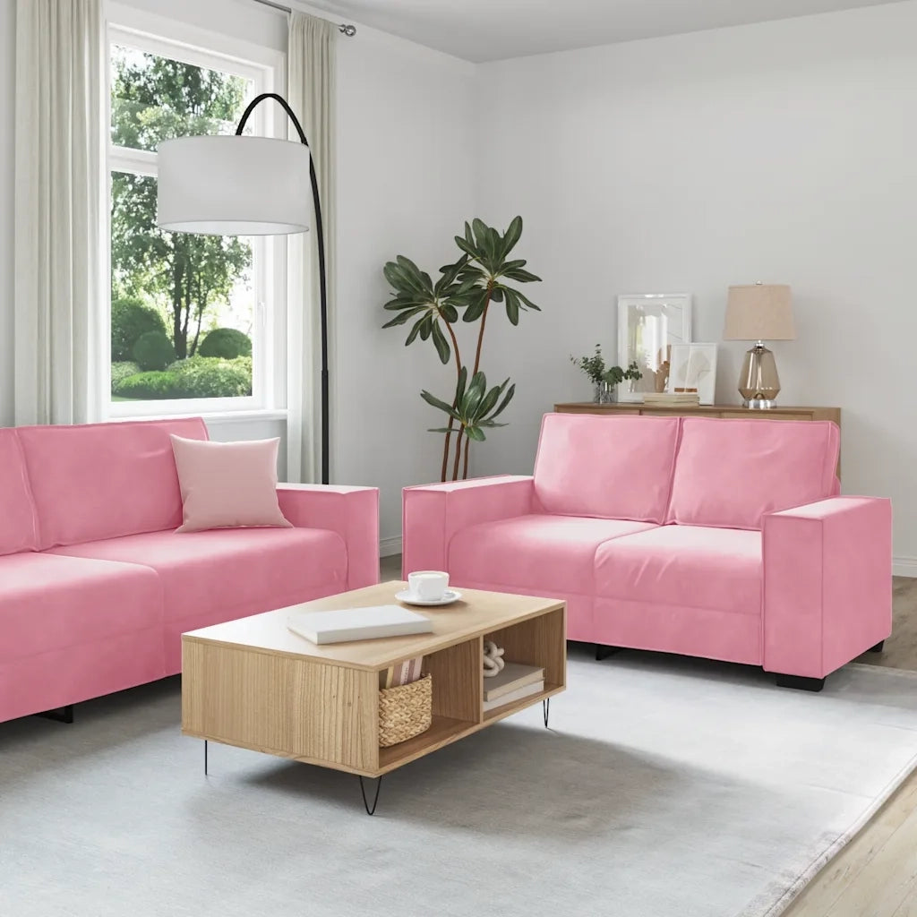 Set di Divani 3 pz con Cuscini rosa in Velluto 3324621