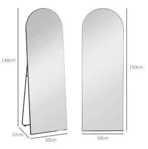 Specchio a figura intera ad arco nero 150 x 50 cm