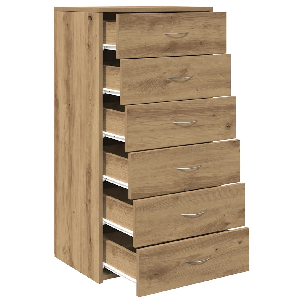Credenza-Buffet-Armadio da cucina 6 Cassetti Rovere Artigianale 50x34x96cm Truciolato