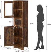 Cassettiere Bagno - Porta in Vetro - Scomparti Regolabili - Stante - 170cm