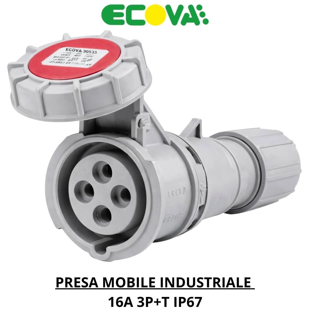 Presa mobile industriale ecova trifase ip67 3p+t 380-415v 16a e 32a *** ampere 16 ampere, confezione 1