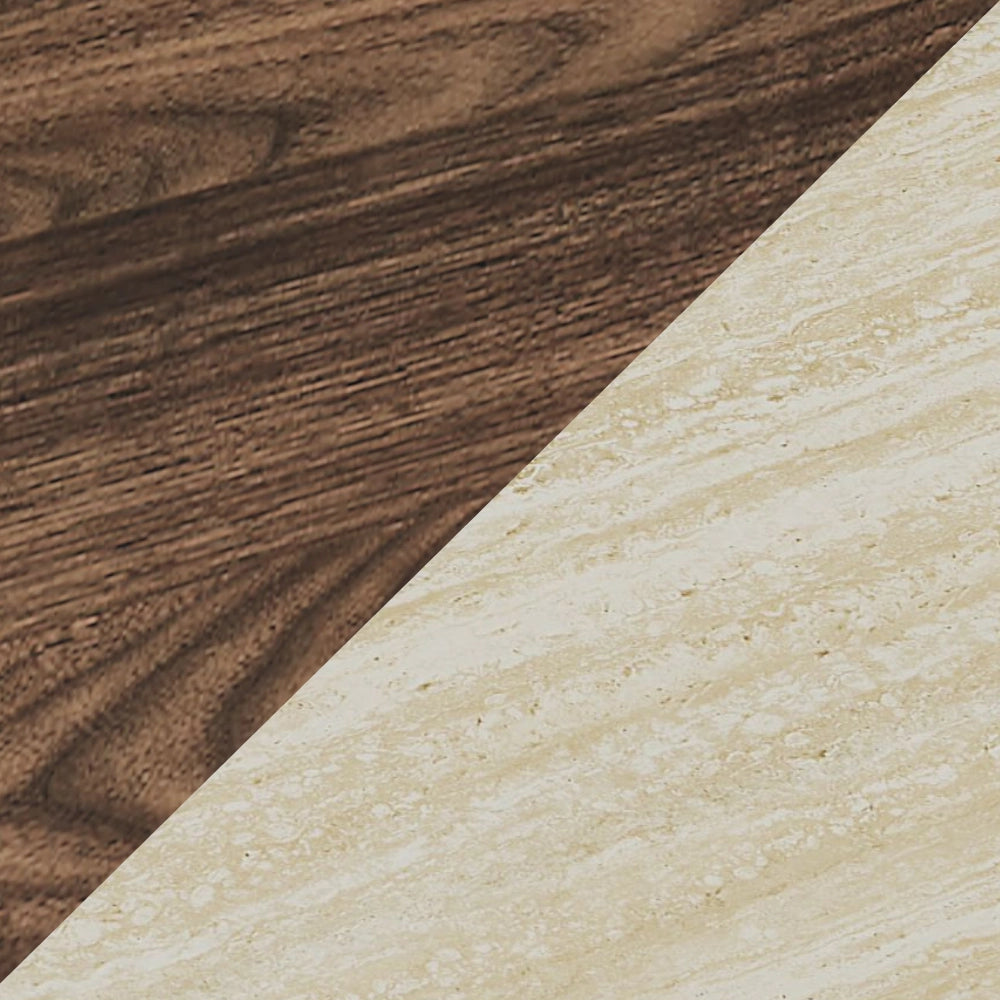 Tavolino da Salotto Trorlon con 2 Cassetti 100x50x40 cm - Effetto Noce/Travertino [en.casa]