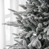 Albero di Natale Innevato 182.88cm con 2531 Rami Alto e Stretto con Base Pieghevole, Verde