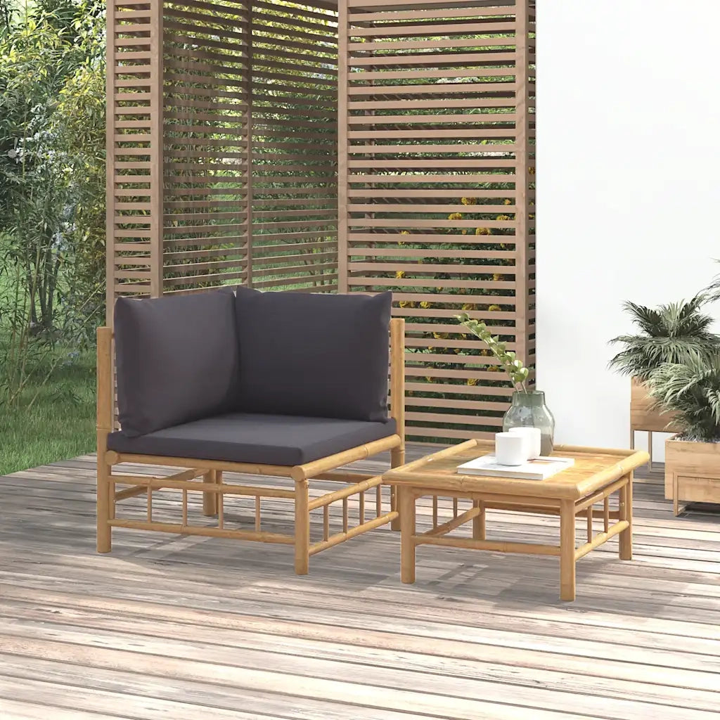 Salotto da Giardino-Set Salotto da Giardino 2pz con Cuscini Grigio Scuro Bamb¨´ 919899