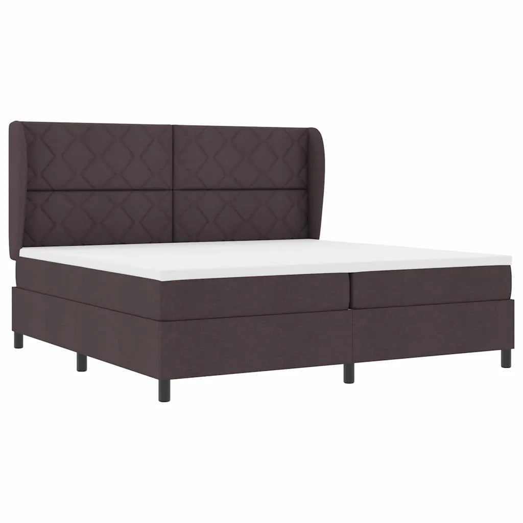 Letto a molle con materasso Marrone scuro 200 x 200 cm Tessuto 3340651