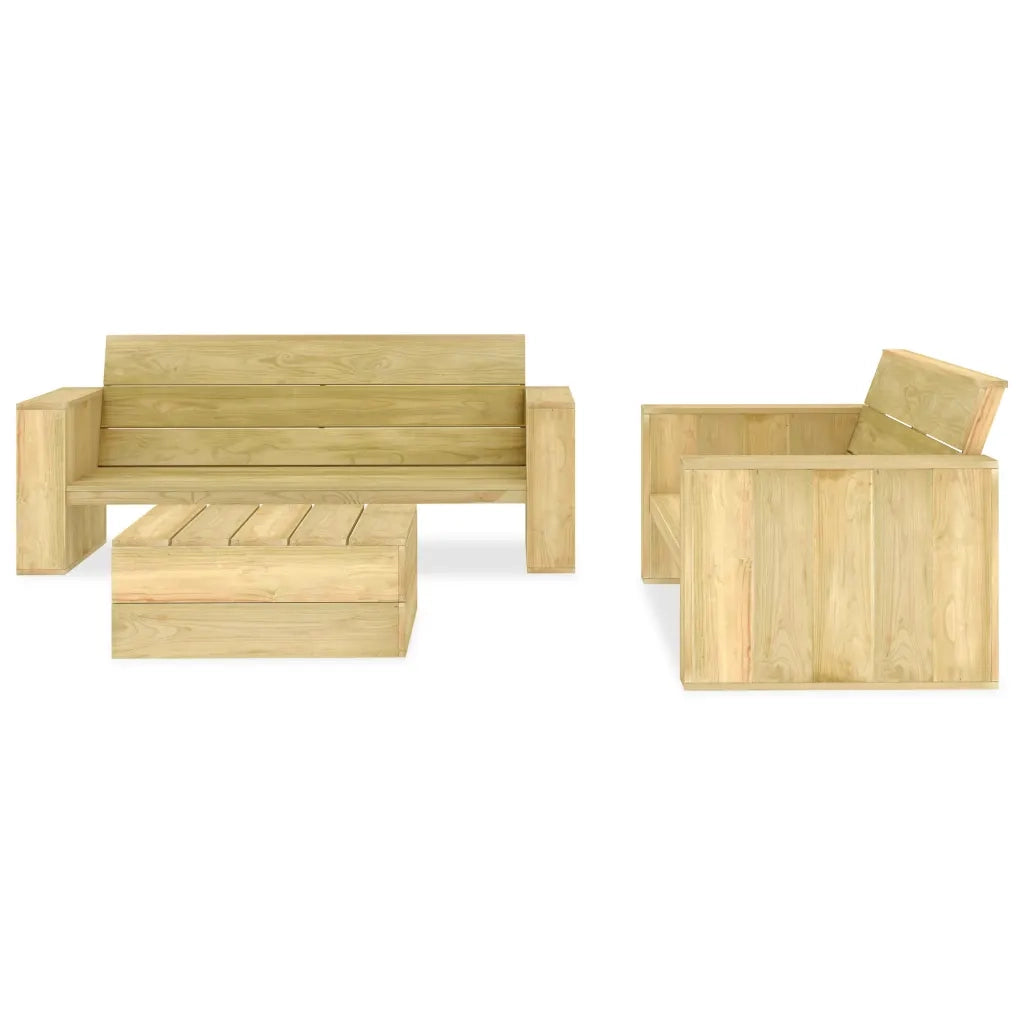 Set Divani da Giardino 3 pz in Legno di Pino Impregnato 3053199