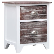Comodino Marrone e Bianco 38x28x45 cm in Legno di Paulownia cod mxl 30705