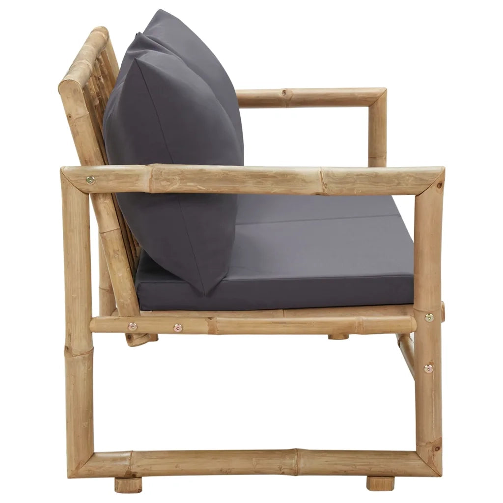 Panca da Giardino con Cuscini-Sgabello-Panca da esterno 115 cm in Bamb¨´