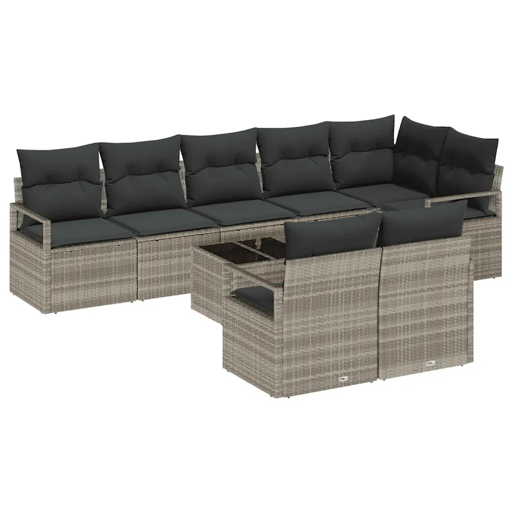 Set Divano da Giardino 9 pcs Grigio chiaro polyrattan 3355111