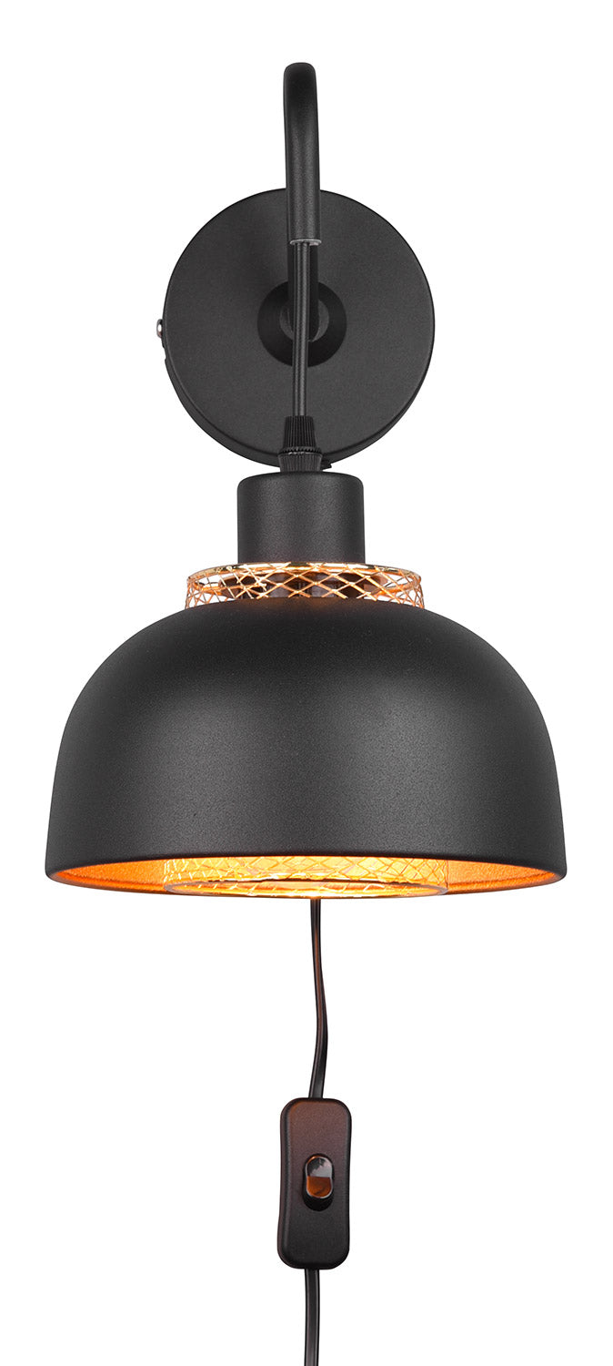 Applique da Interno Attacco E27 in Metallo Nero Opaco