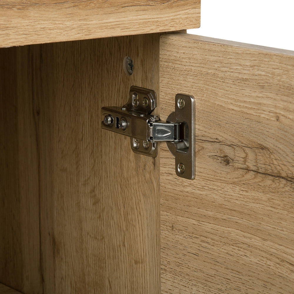 Madia credenza a 2 ante in legno chiaro base in metallo a slitta grigia in alluminio con ripiani Mobile contenitore per la casa industriale