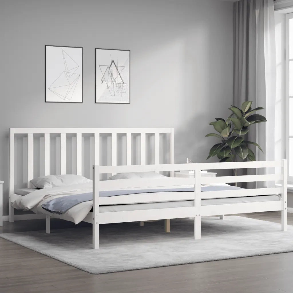 Giroletto senza Materasso-Struttura Letto Bianco 200x200 cm Legno Massello Pino 910057