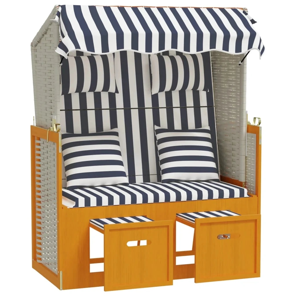 Strandkorb con cuscini in polyrattan legno massello bianco blu 02_0012174