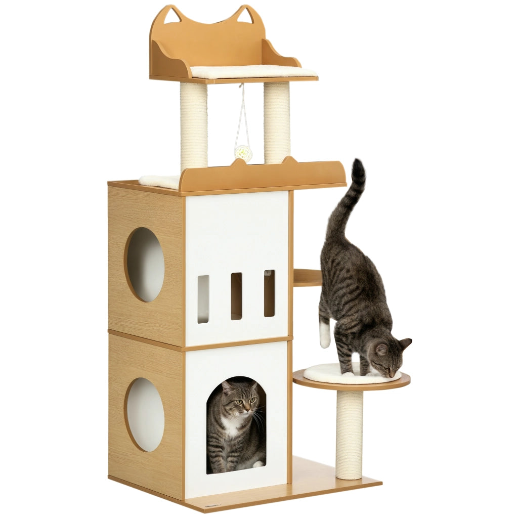 Albero per Gatti con Tiragraffi e 2 Casette ¨C zephmum ¨C 60x48x133 cm