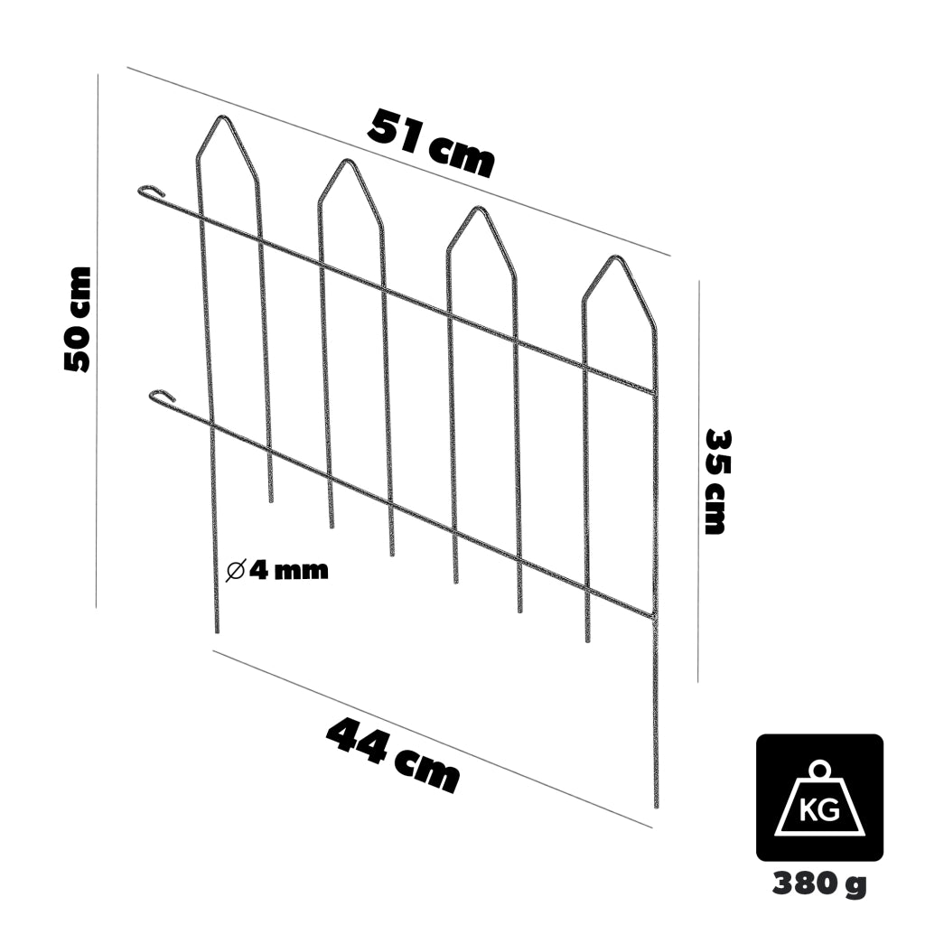 Recinzione da giardino in metallo KADAX, bordura a palizzata saldata, altezza 50 cm.