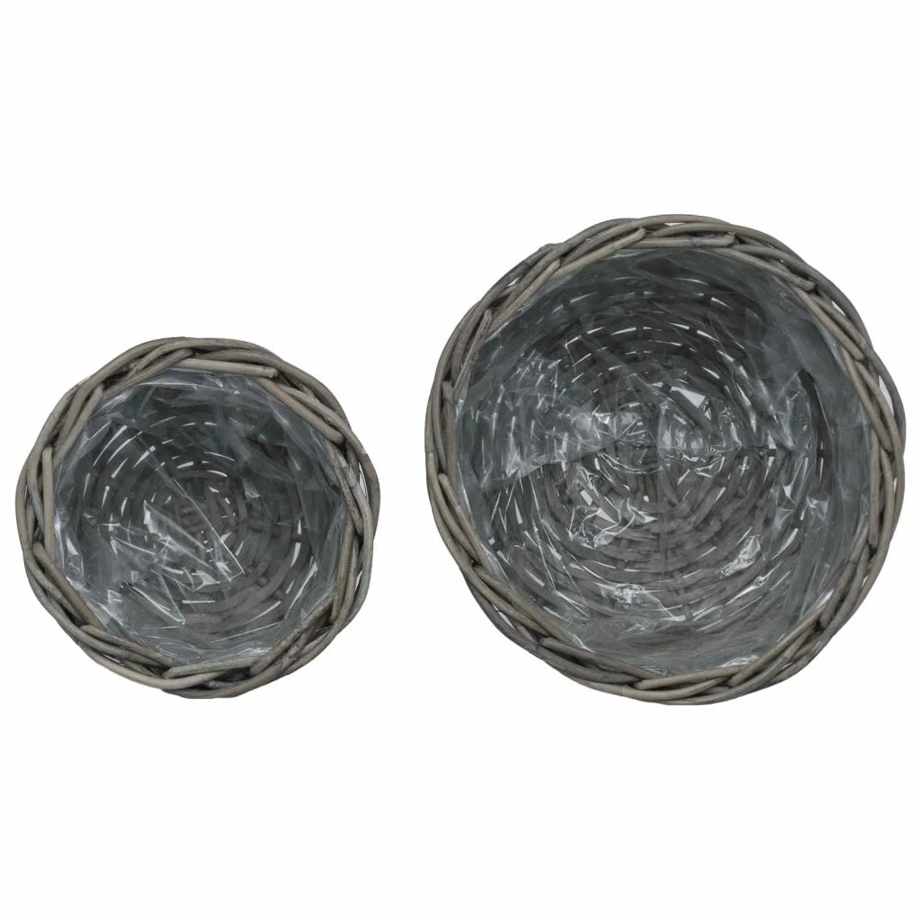 Cestino per Piante con archiviazione 2 pcs Grigio Rattan Kubu 42020961