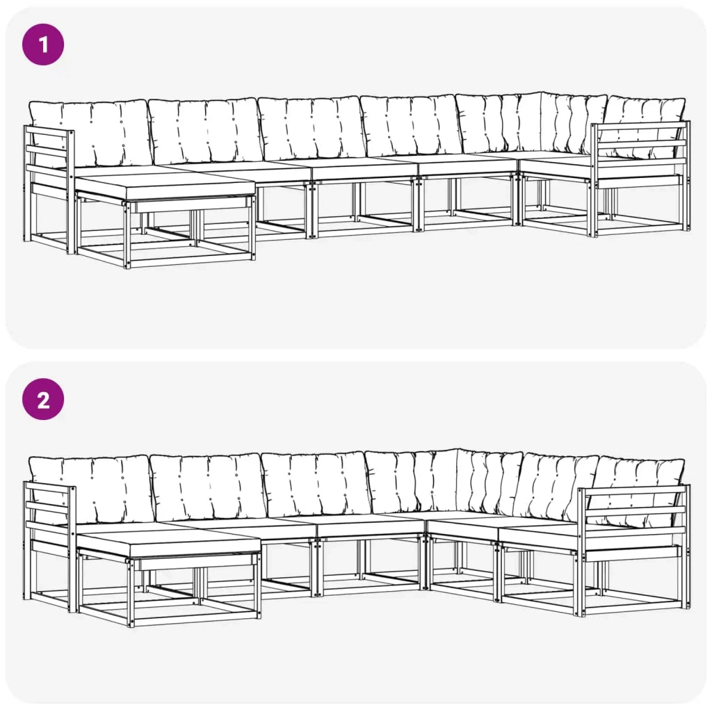 Set di divani da esterno con cuscino 7 pcs Bianco e Beige 3388891