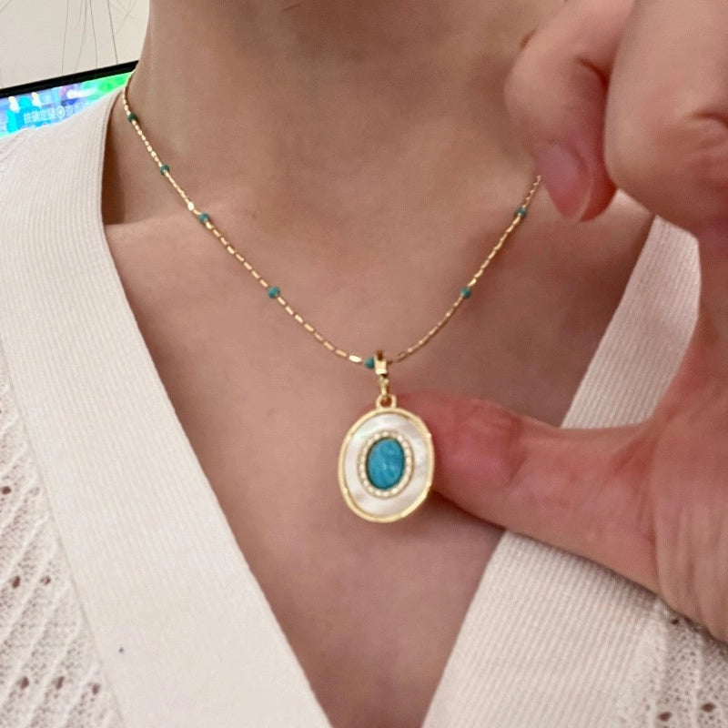 Collana di perle di cristallo turchese