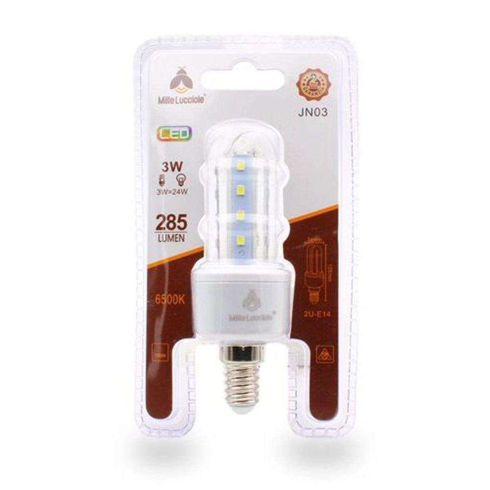 Trade Shop - Lampadina Led E14 3w 2u Jn03 Luce Tubolare Tubo Lineare Luce Fredda 6500k 285lm 87118 -