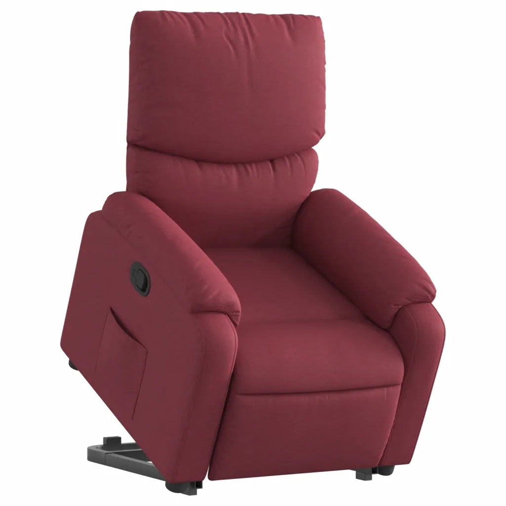 Poltrona | Sedia Relax Alzapersona Reclinabile Rosso Vino in Tessuto