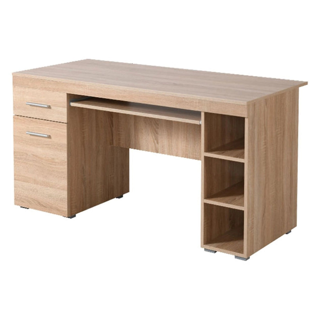 Massafra, Scrivania un Cassetto, 145x65.5x75.5h cm Marrone Rovere